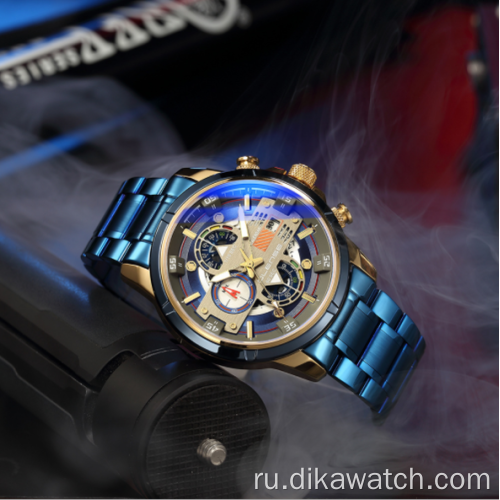 Olense 9002M [Независимый дизайн] Новые мужские спортивные часы Многофункциональные синие легкие модные водонепроницаемые часы